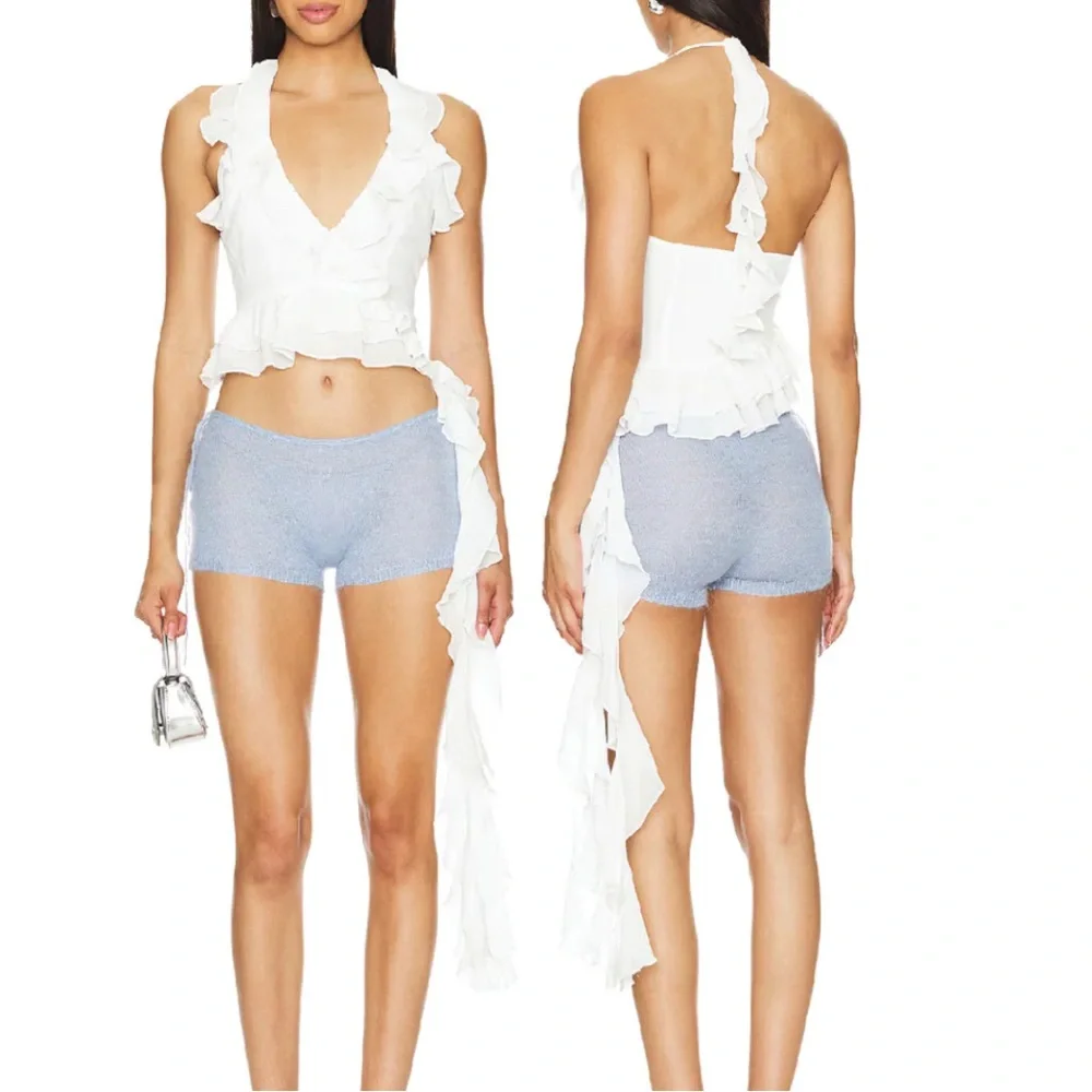 More to Come Elegant White Ruffle Crop Top - Picture 4 of 4